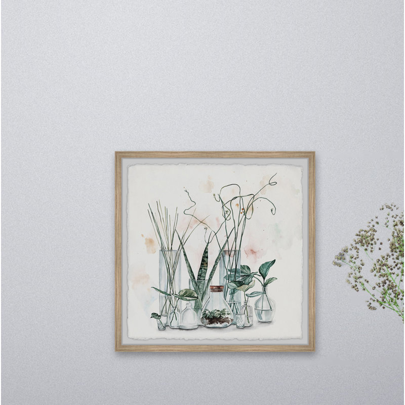 Clear Glass Plants II - Single Picture Frame Painting, 41cm H x 41cm W