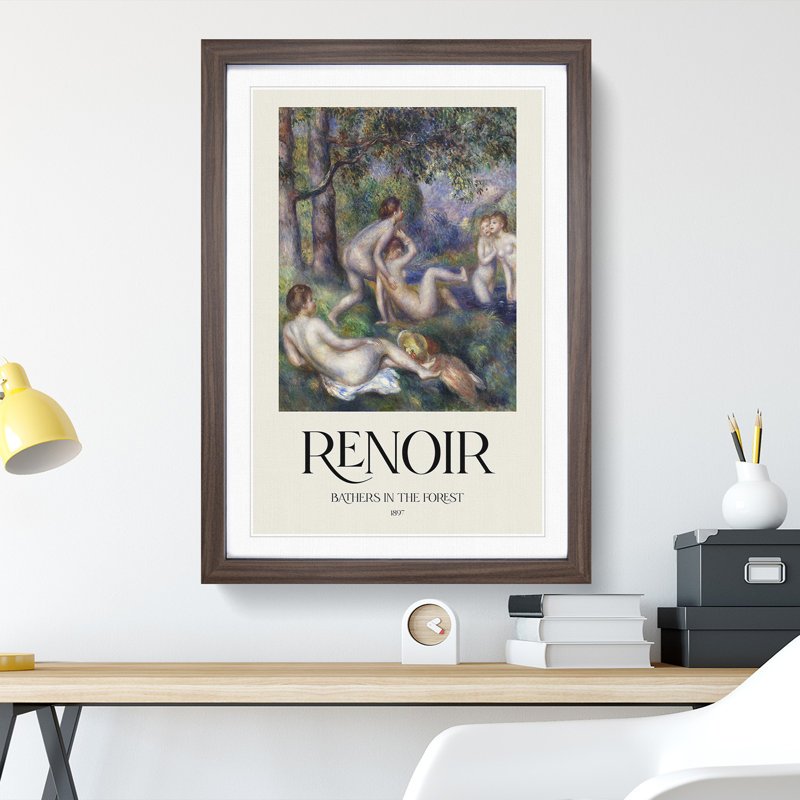 Bathers in the Forest by Pierre-Auguste Renoir - Picture Frame Graphic Art, 48cm H x 36cm W x 2cm D, Walnut Framed
