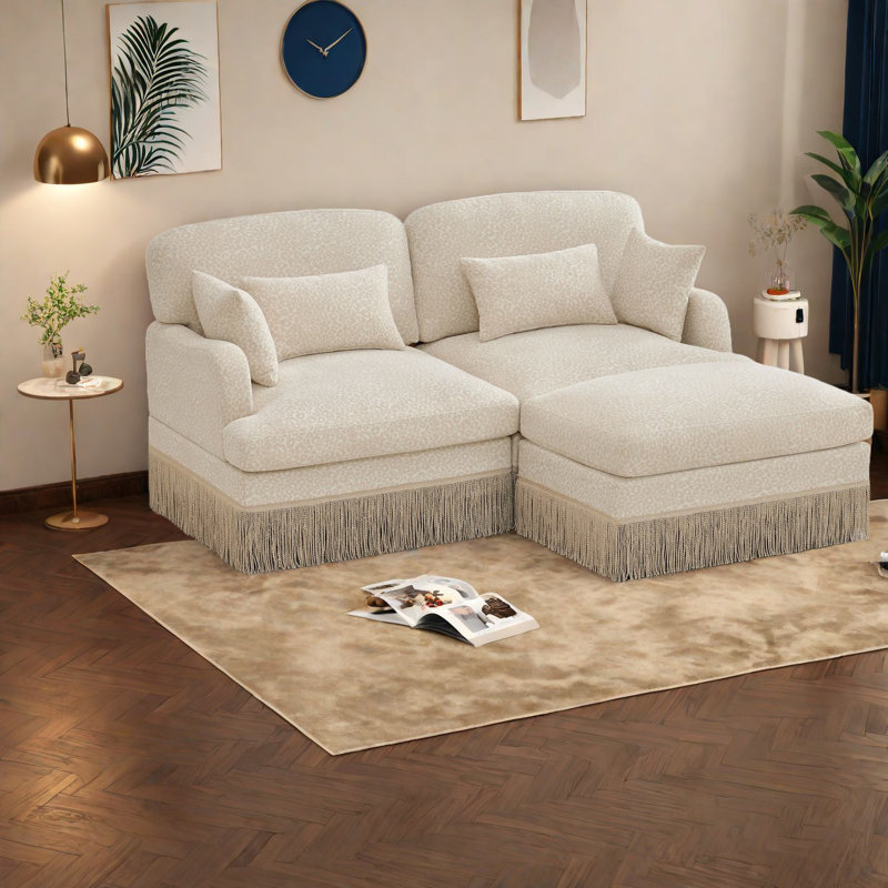 Modular Deep Seat Sofas, Chenille Contemporary Tassel Sofa For Home