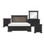 Ensemble de chambre à coucher grand lit, rangement de tiroir, gris, ensemble de 5 pièces avec 2 tables de chevet, commode et miroir-128121141