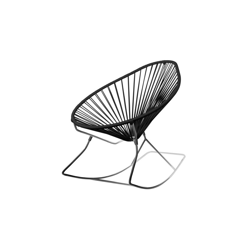 Chaise de jardin, Noir, Chrome