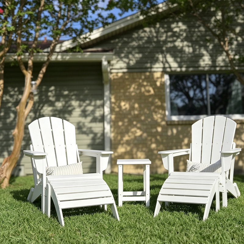 Felten Plastic Folding Adirondack Chair, Blanc
