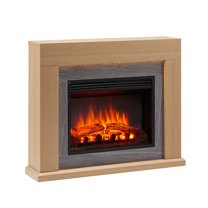 FLAMME Madura Electric Fireplace with surround with 2kW Fireplace Heater Espresso Oak Multiple Colours Available, Natual Oak