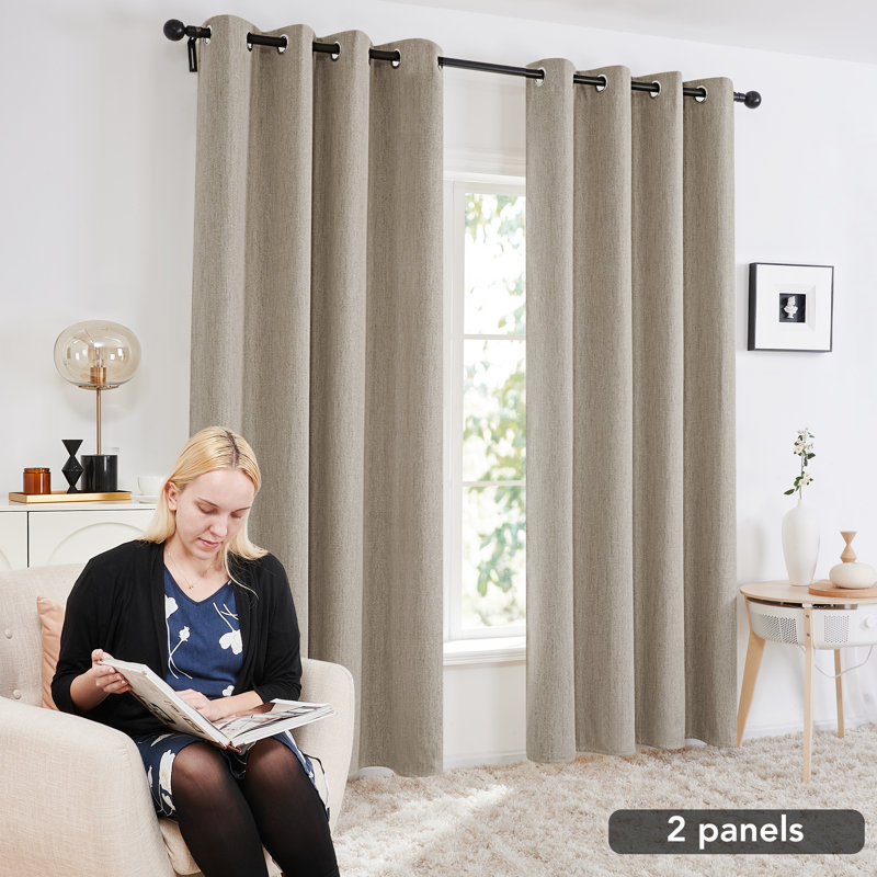 Melosa Blackout Curtain Pair, Linen, 52" W x 90" L
