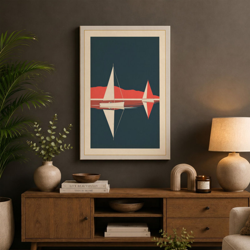 Streamlined Aircraft Mid-Century - Wrapped Canvas, 24x16 - 61.0 x 40.6 cm, Cream Border
