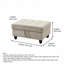 Grey White Storage Ottoman | Non-Pilling Fabric | X-Stitching | Solid Wood Frame
