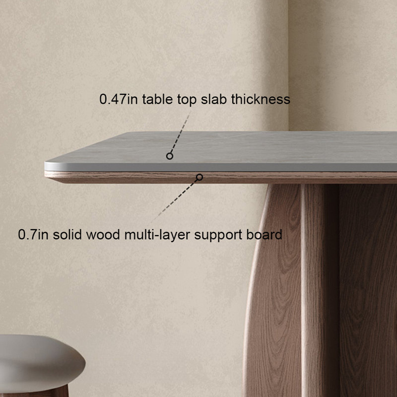 Modern simple grey rock slab dining table, 29.52"H x 78.74"L x 35.43"W
