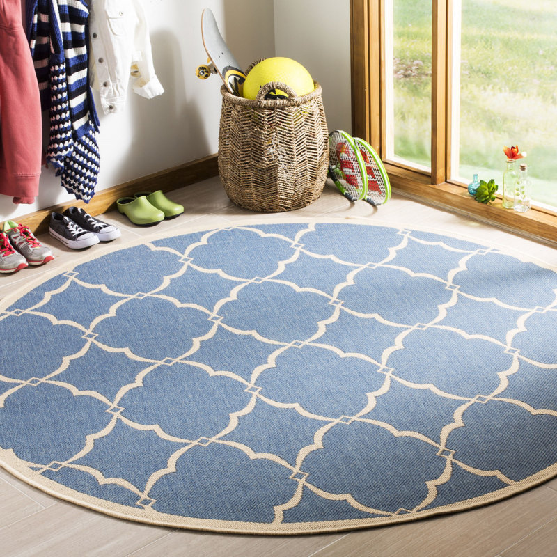 Croker Performance Abstract Indoor/Outdoor Area Rug, Round 6'7"