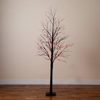 8' Pre-Lit Halloween Black Twig Tree