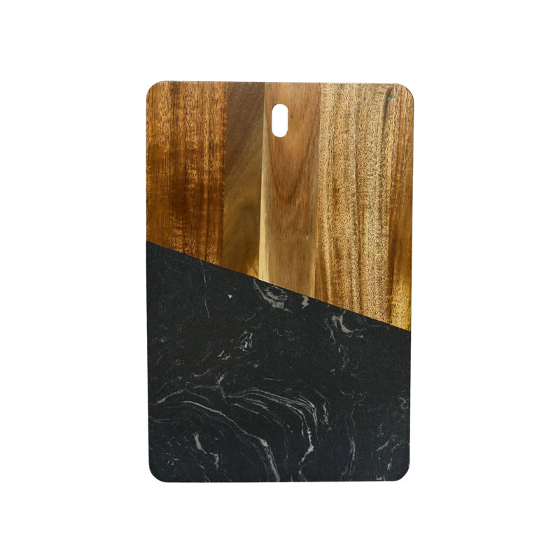 Planche rectangulaire en marbre et bois d'acacia, Noir