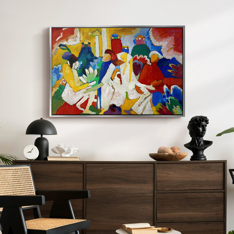 Oriental, 1909 - Toile tendue avec châssis Wassily Kandinsky, 24 po x 36 po, Argent
