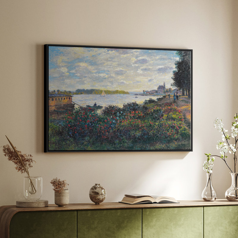Paysage rétro - CII, Toile avec cadre flottant noir, H 27 po x l 41 po x P 2 po