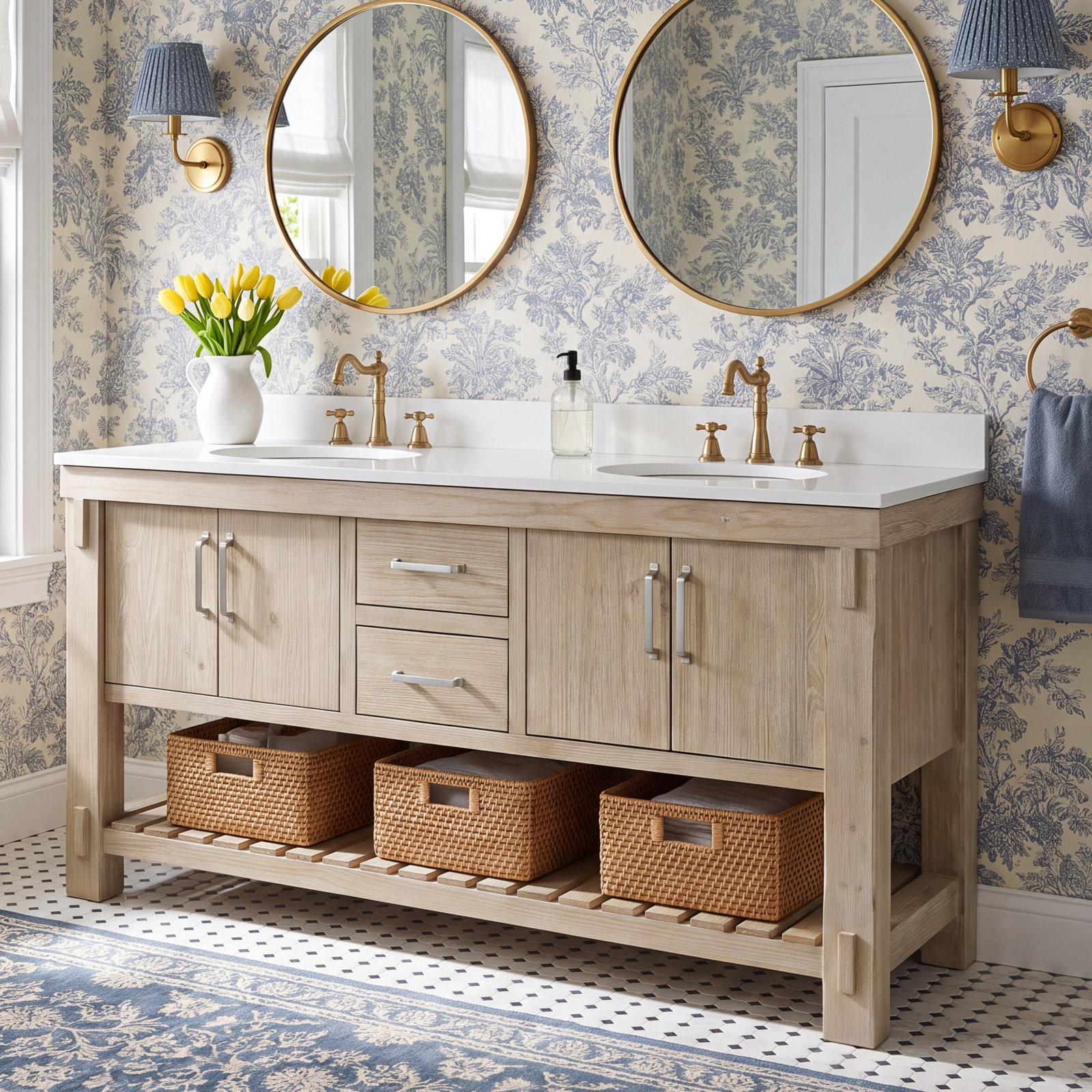 Weymouth 72" Pine Double Bathroom Vanity