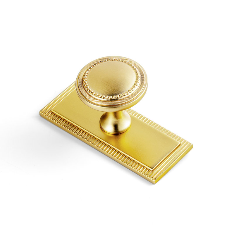 1 1/3" Mushroom Knob With Backplate(G022), Brushed Gold