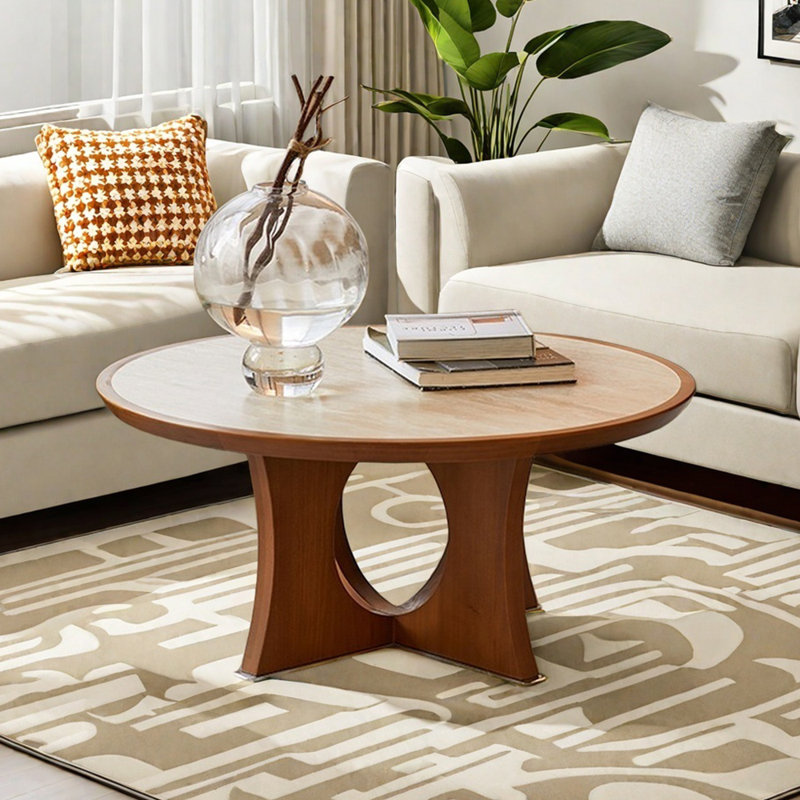 Solid Wood Slab Round Coffee Table