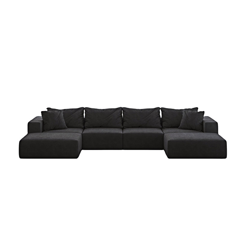 Upholstered Modular Sectional Sofa Couch, Gray