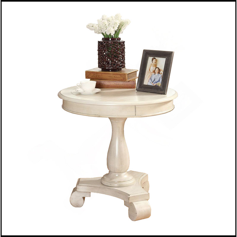 Table ronde - Base en bois blanc de 26 po de diamètre, construction classique, Blanc
