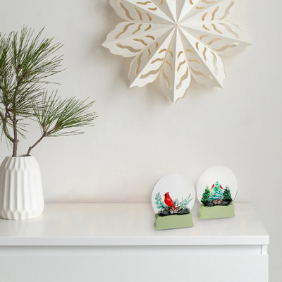 Led Wooden Stand Décor (Cardinal) (Asstd) - Set Of 2