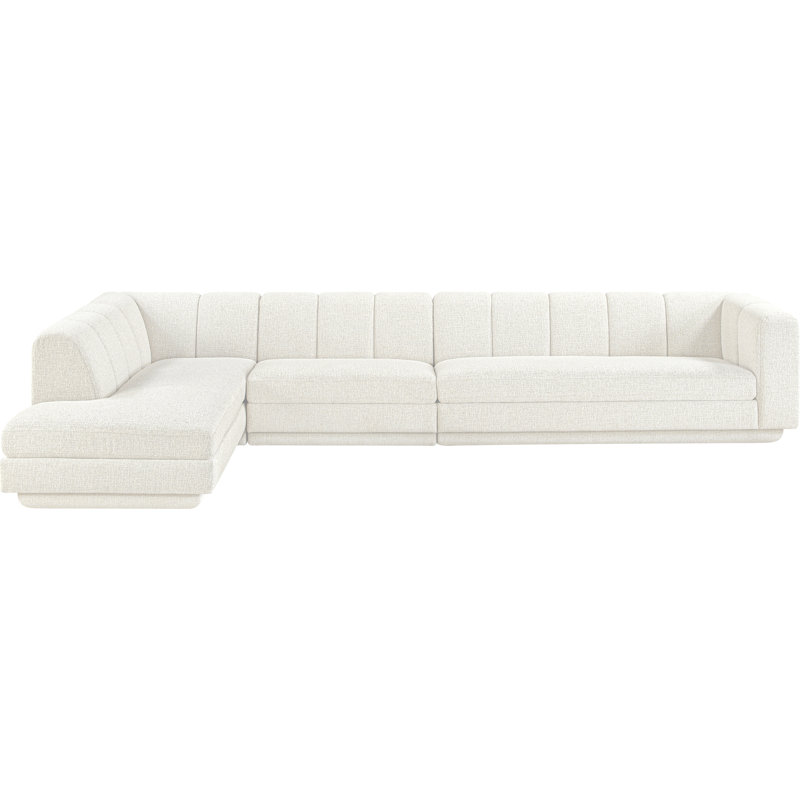 Tissu rembourré 3 pièces Landis Canapé modulaire modulaire, Orienté à gauche (vu de face), Tissu crème