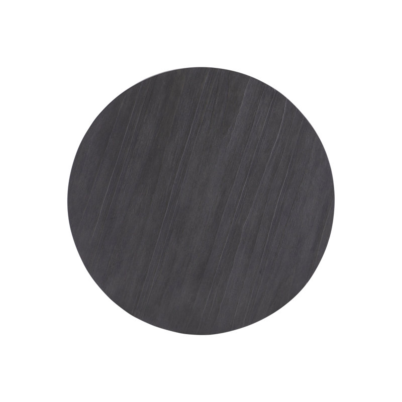 Katana Transitional Round Black Wood Side Table