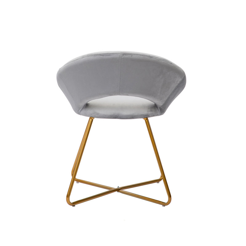 Downey Velvet Accent Chair with Gold Metal Legs, Gray
