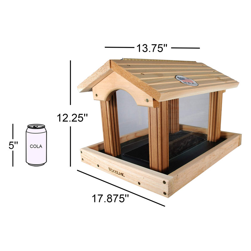 Wood Pole Hopper Bird Feeder