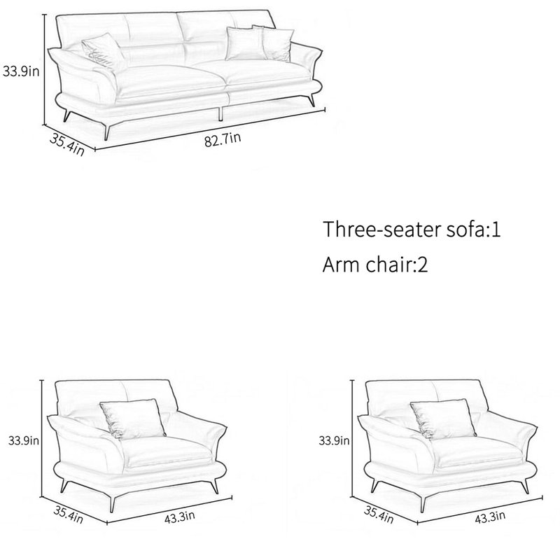 Italian comfortable simple business sofa set