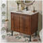 Meuble-lavabo autoportant en noyer de 76 cm avec lavabo en céramique-87474257