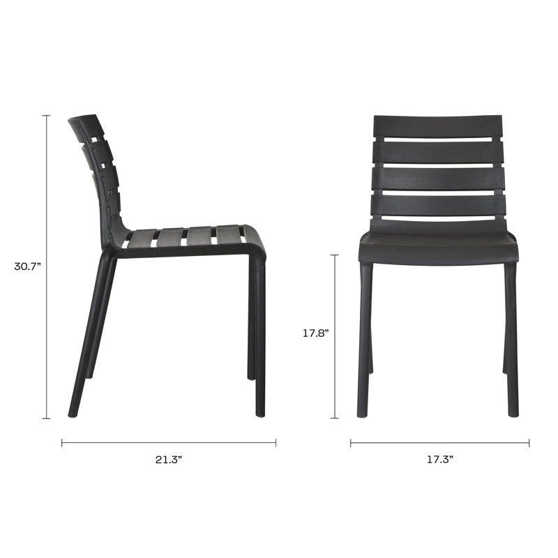 Chaise empilable en plastique Rylan pour l'intérieur ou l'extérieur - ensemble de 2, Noir