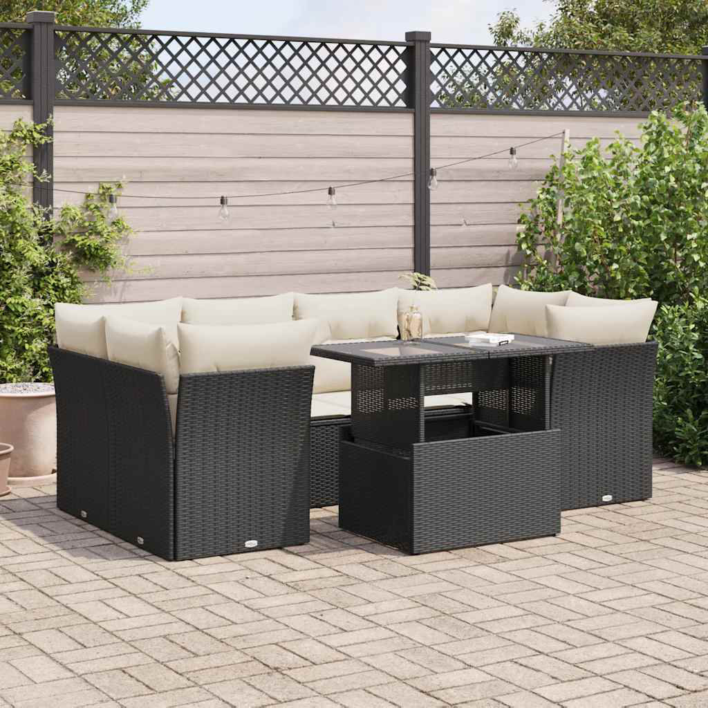 Vidaxl 7-Tlg. Garten-Sofagarnitur Mit Kissen Grau Poly Rattan