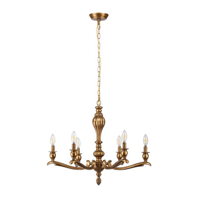6-Light French Country Antiquity Brass Chandelier Dia 27 Inch