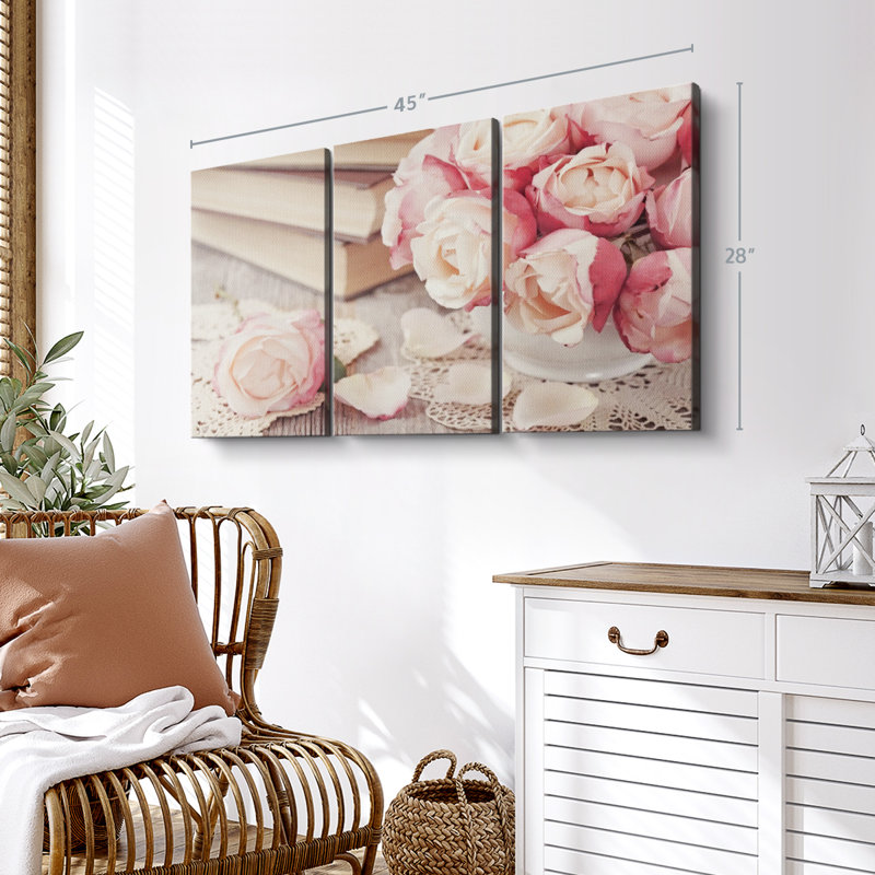 "Romans et roses" sur toile, H 28 po x l 45 po x P 1,25 po