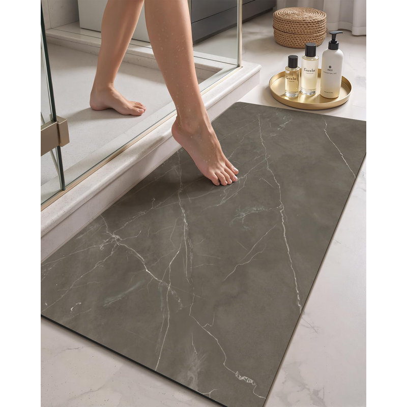 Tapis de bain ultra mince, tapis antidérapant à séchage rapide, tapis de bain en marbre absorbant, tapis en caoutchouc lavables pour le plancher de la douche, devant la baignoire, décor de salle de bain, motif de marbre