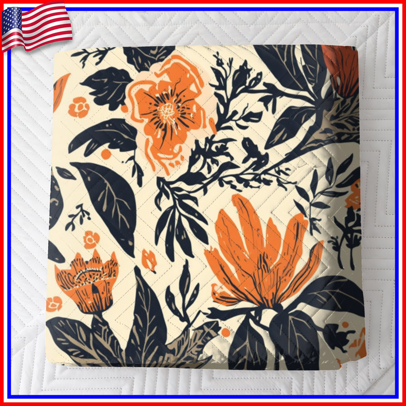 Bold Floral Pattern Quilted Bedspread All Sizes, King