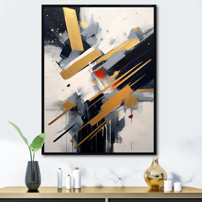 «Gold and Black Abstract Angles IV - Cubism», reproduction d'art mural