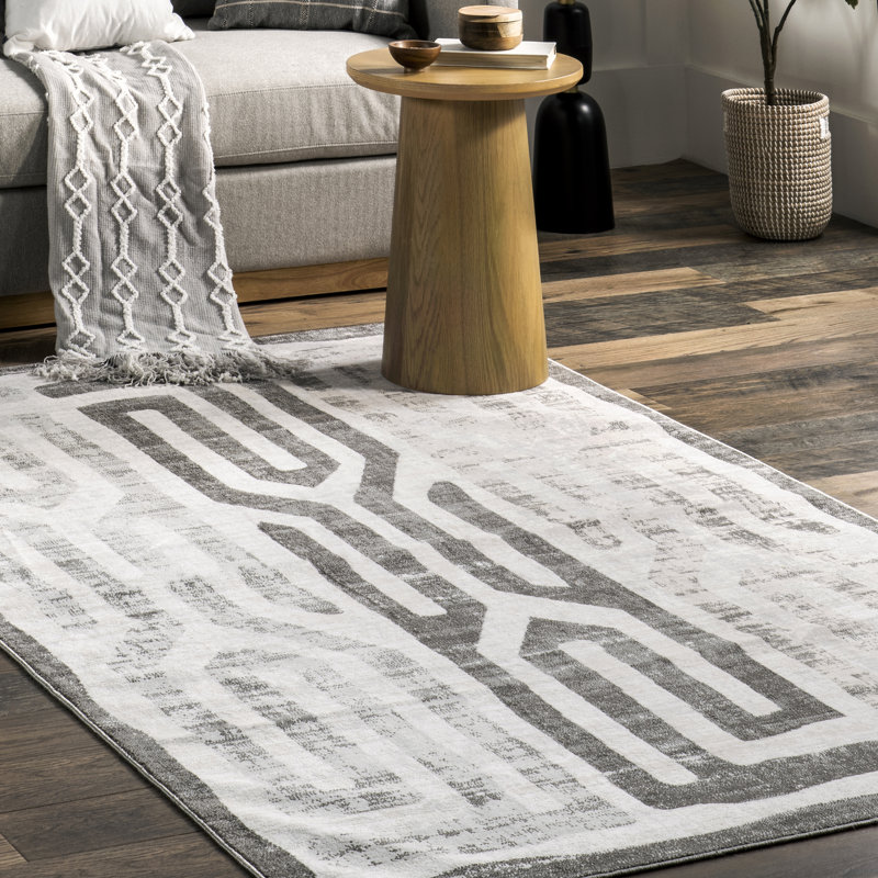 Erikka SpinClean Geometric Stripes Machine Washable Area Rug, Rectangle 3'8" x 6'