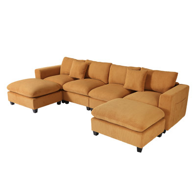 6-Piece Upholstered Modular Sectional With USB Port