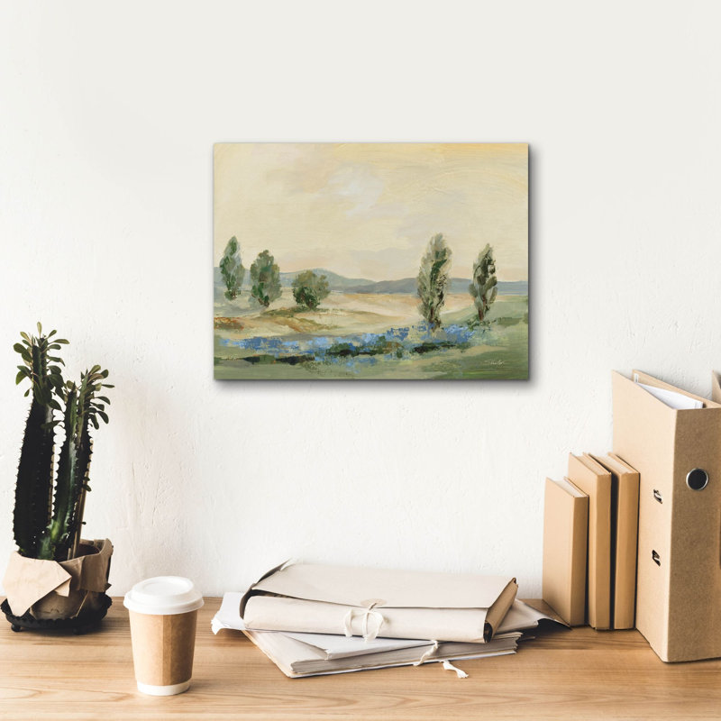 «Jade Green Landscape» par Silvia Vassileva, art mural sur toile, H 12 po x l 16 po x P 0,75 po