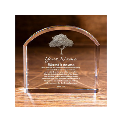 Jharline Psaume personnalisé 1: 1-3 «Blessed is the Man» en cristal - souvenir inspirant