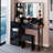 41" Large Size Left Drawer Desktop Vanity Table+Cushioned Stool Dresser Set, 2 AC+2 USB Power Station, Hair Dryer Stand, Extra Large Touch Control LED Mirror, 3-Color Switch, EPA, GCC, UL Certificate-1939605310