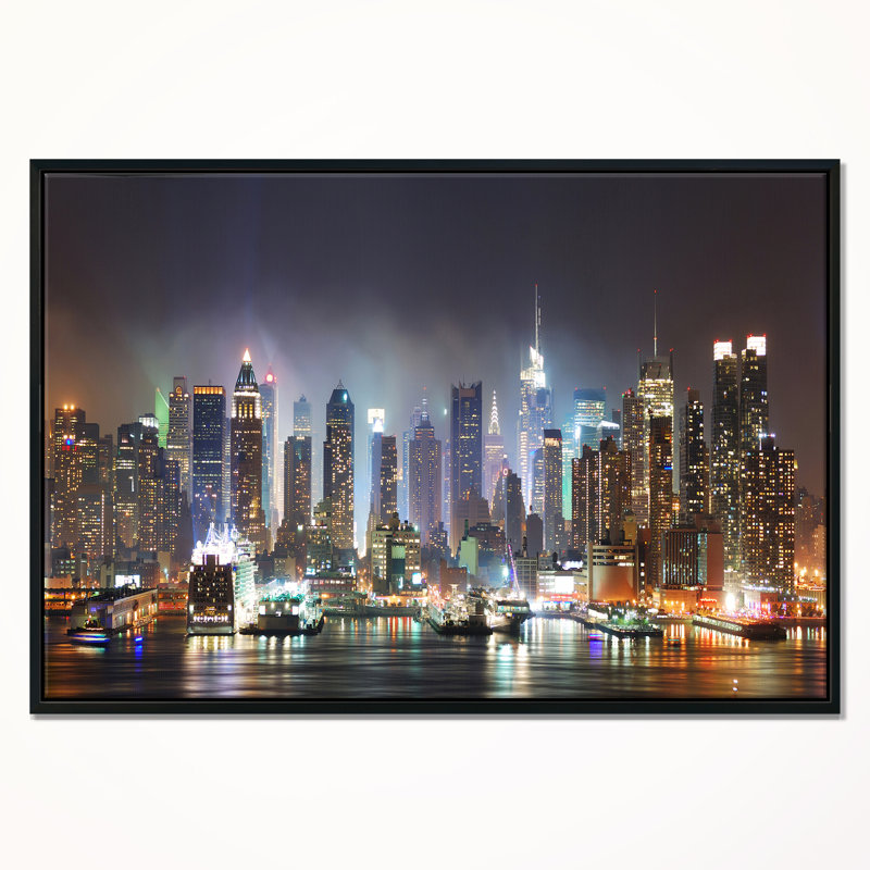 New York Times Square en lumière bleue - impression de paysage urbain, H 30 po x l 40 po x P 1,5 po