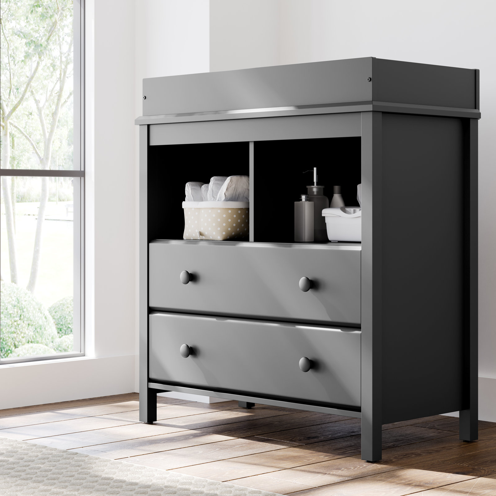 Alpine Changing Table Dresser, Gray