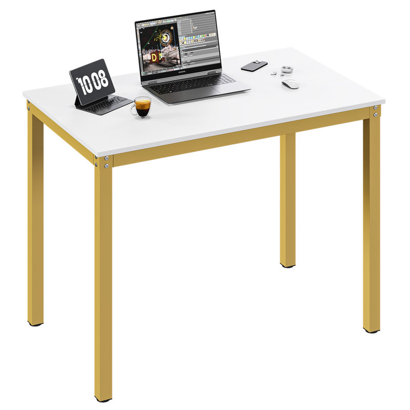 Driggers Dining Table, 29.52" H x 39.37" L x 23.62" W, Gold, White