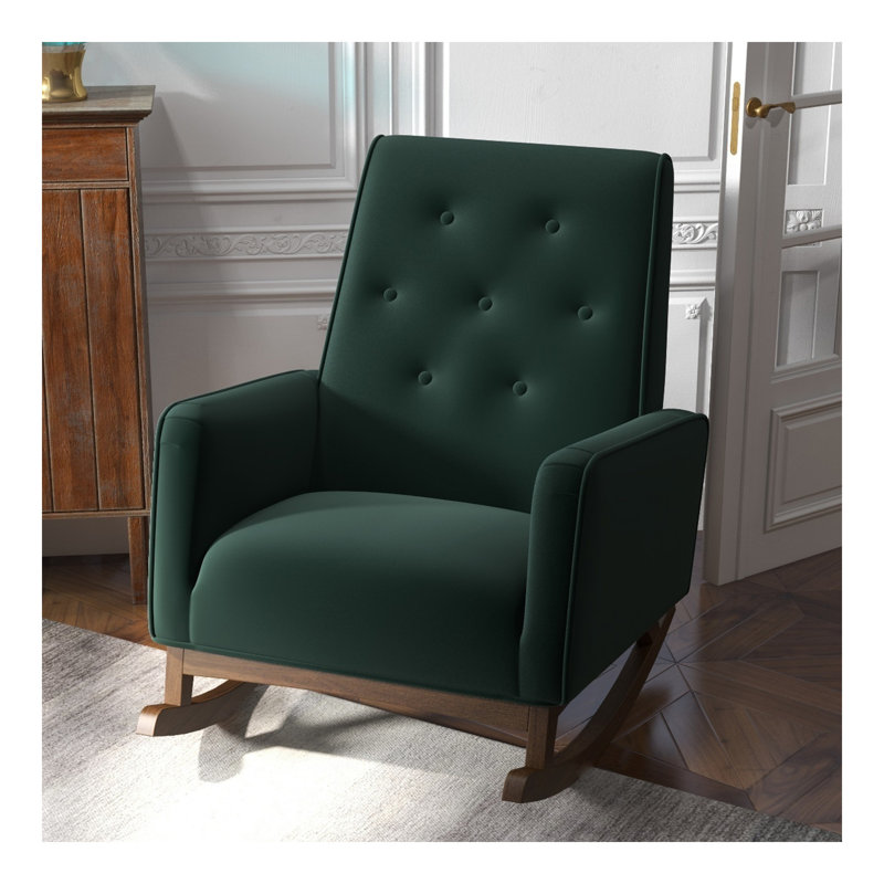 Chaise berçante en bois massif Demetrius, Vert