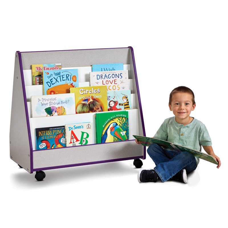 Gray and Purple Double-Sided Mobile Wood Book Stand