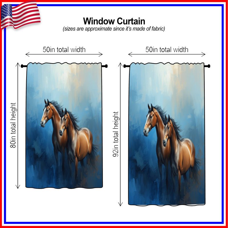 Bay Horses, 50" x 80" - 1 Panel, Transparent