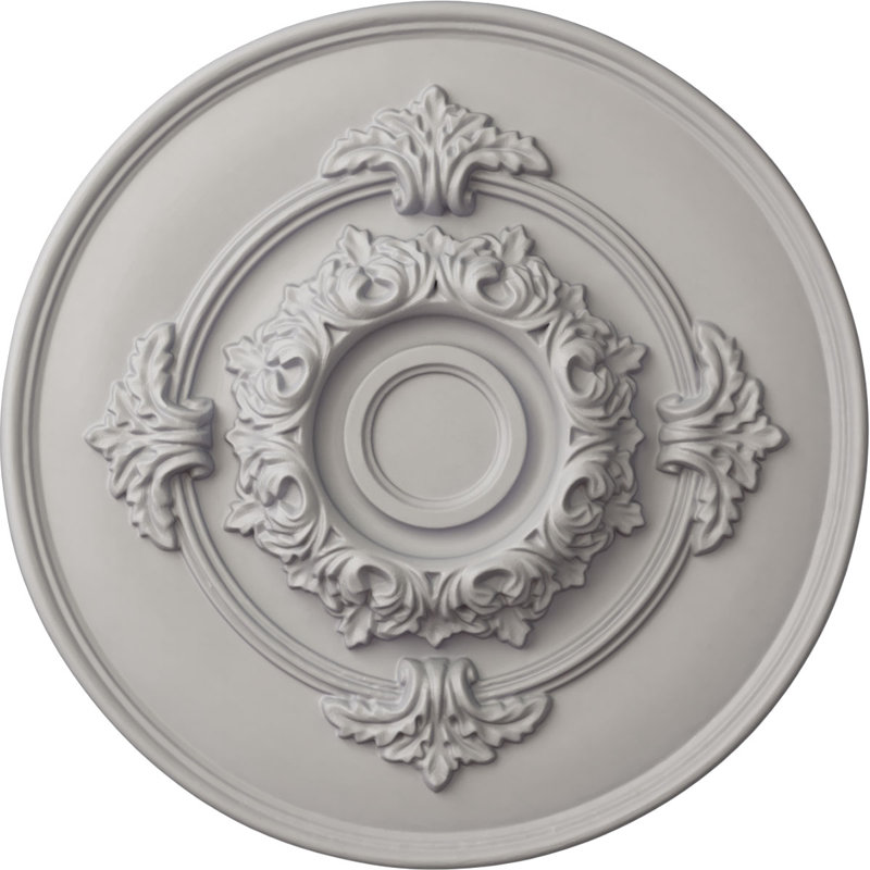 Médaillon de plafond Endurathane Monique, DO 13 3/4 po x P 1 po (convient aux auvents jusqu'à 3 3/4 po), fini blanc ultra pur peint à la main