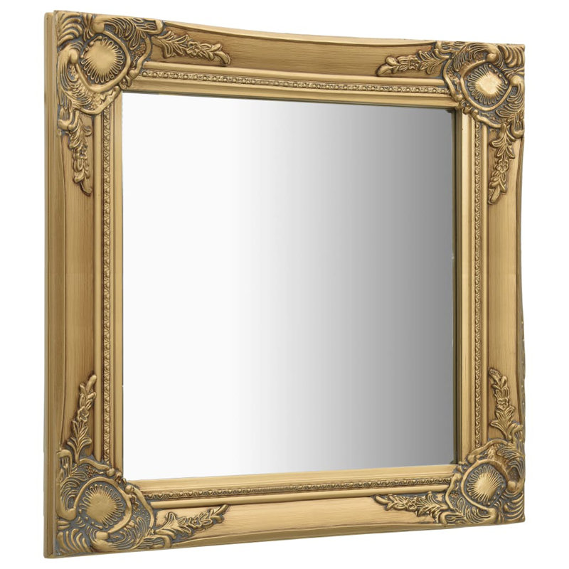 Ginsberg Wood Square Wall Mirror, Gold, 60cm H x 60cm W