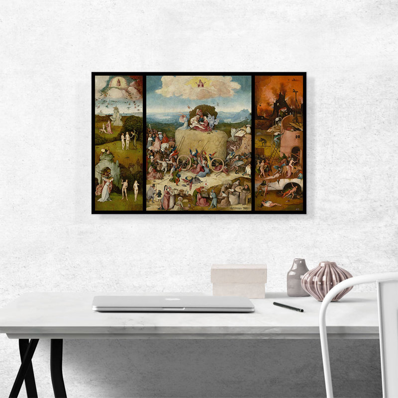 «The Hay Wagon 1550» par Hieronyme Bosch, reproduction d'art sur toile tendue, H 18 po x l 26 po x P 1,5 po