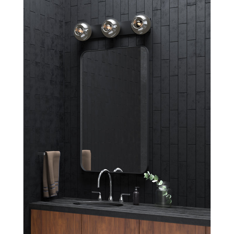 Éclairage pour meuble-lavabo en acier Samar, Noir, Fumée